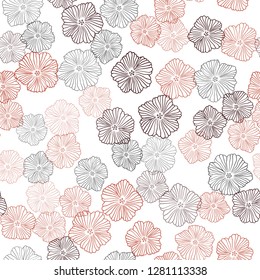 Dark Red vector seamless abstract pattern with flowers. Abstract illustration with flowers in doodles style. Texture for window blinds, curtains.