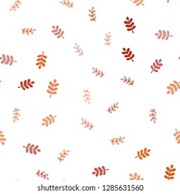 Dark Red vector seamless abstract pattern with leaves. Glitter abstract illustration with doodles and leaves. Design for wallpaper, fabric makers.