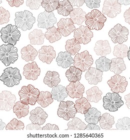 Dark Red vector seamless abstract backdrop with flowers. Decorative design of flowers on white background. Template for business cards, websites.