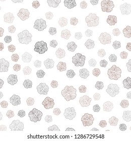 Dark Red vector seamless abstract backdrop with flowers. Sketchy doodle flowers on white background. Template for business cards, websites.