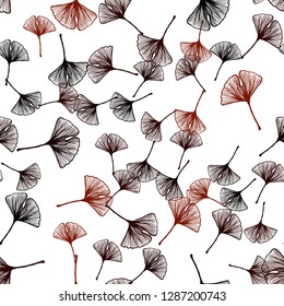 Dark Red vector seamless abstract background with leaves. leaves on blurred abstract background with gradient. Design for textile, fabric, wallpapers.