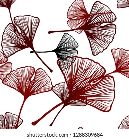 Dark Red vector seamless abstract background with leaves. Modern geometrical abstract illustration with leaves. Template for business cards, websites.