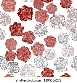 Dark Red vector seamless abstract pattern with flowers. Doodle illustration of flowers in Origami style. Pattern for trendy fabric, wallpapers.
