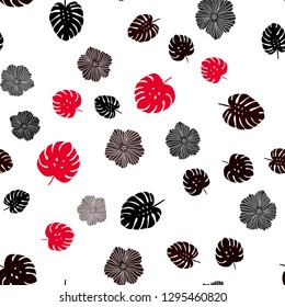 Dark Red vector seamless abstract design with flowers, leaves. Shining colored illustration with leaves and flowers. Design for textile, fabric, wallpapers.