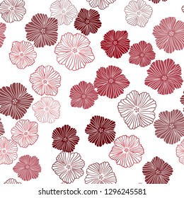 Dark Red vector seamless abstract background with flowers. Brand new colored illustration with flowers. Pattern for design of fabric, wallpapers.