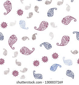 Dark Red vector seamless abstract background with leaves and flowers. Glitter abstract illustration with leaves and flowers. Design for textile, fabric, wallpapers.