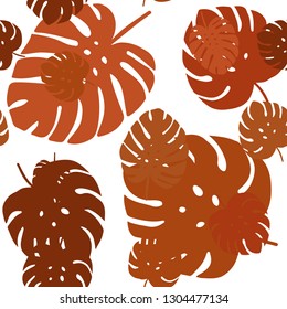 Dark Red vector seamless abstract backdrop with leaves. Sketchy doodles with leaves on blurred background. Template for business cards, websites.