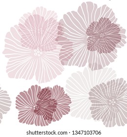 Dark Red vector seamless abstract pattern with flowers. Illustration with colorful abstract doodle flowers. Template for business cards, websites.