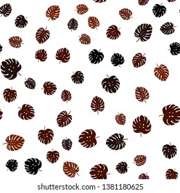 Dark Red vector seamless abstract pattern with leaves. Blurred decorative design in Indian style with leaves. Texture for window blinds, curtains.