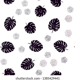 Dark Red vector seamless abstract design with flowers, leaves. Leaves and flowers with gradient on white background. Pattern for trendy fabric, wallpapers.