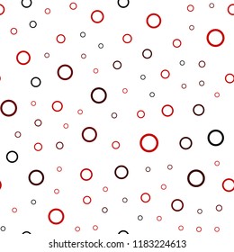 Dark Red vector seamless backdrop with dots. Beautiful colored illustration with blurred circles in nature style. Pattern can be used for futuristic ad, booklets.