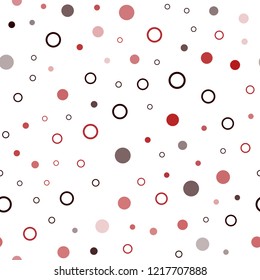 Dark Red vector seamless backdrop with dots. Abstract illustration with colored bubbles in nature style. Design for textile, fabric, wallpapers.