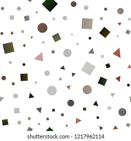 Dark Red vector seamless backdrop with lines, circles, rhombus. Glitter abstract illustration with spheres, squares, lines. Pattern for design of fabric, wallpapers.