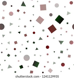 Dark Red vector seamless backdrop with lines, circles, rhombus. Abstract gradient illustration with circles, triangles, cubes. Design for textile, fabric, wallpapers.