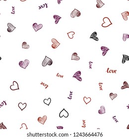 Dark Red vector seamless backdrop with phrase LOVE YOU, hearts. Illustration with words of love, hearts in abstract style. Design for textile, fabric, wallpapers.