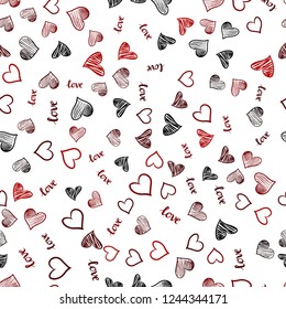 Dark Red vector seamless backdrop with phrase LOVE YOU, hearts. Illustration with phrase LOVE YOU, hearts for valentine's day. Design for wallpaper, fabric makers.