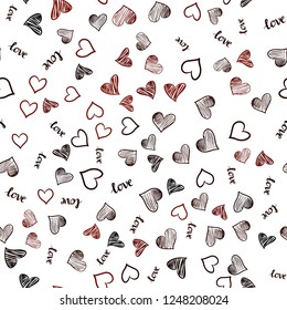 Dark Red vector seamless backdrop with phrase LOVE YOU, hearts. Colorful gradient phrase LOVE YOU, hearts in abstract style. Pattern for design of fabric, wallpapers.