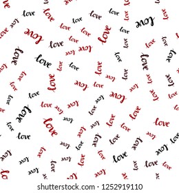 Dark Red vector seamless backdrop with phrase LOVE YOU. Decorative illustration with words of love in abstract style. Pattern for trendy fabric, wallpapers.