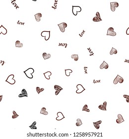 Dark Red vector seamless backdrop with phrase LOVE YOU, hearts. Illustration with words of love, hearts in abstract style. Design for wallpaper, fabric makers.