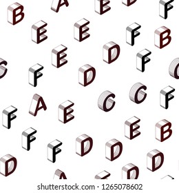 Dark Red vector seamless backdrop with 3D english symbols. Shining colorful 3D illustration with isolated letters. Template for business cards, websites.