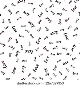 Dark Red vector seamless backdrop with phrase LOVE YOU. Decorative design in doodle style with text LOVE YOU. Design for wallpaper, fabric makers.