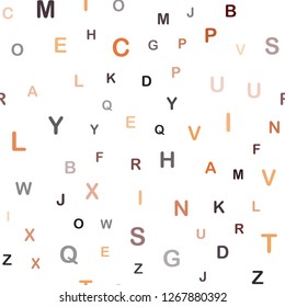 Dark Red vector seamless backdrop with english symbols. Shining colorful illustration with isolated letters. Design for wallpaper, fabric makers.