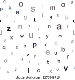 Dark Red vector seamless backdrop with english symbols. Blurred design in simple style with signs of alphabet. Texture for window blinds, curtains.