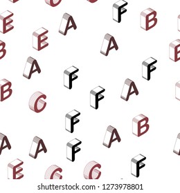 Dark Red vector seamless backdrop with 3D english symbols. Colorful gradient design in 3D style with signs of alphabet. Template for business cards, websites.