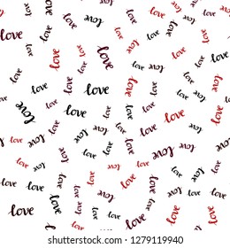 Dark Red vector seamless backdrop with phrase LOVE YOU. Decorative illustration with words of love in abstract style. Design for wallpaper, fabric makers.