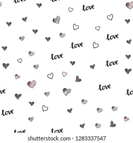 Dark Red vector seamless backdrop with phrase LOVE YOU, hearts. Design in doodle style with text LOVE YOU, hearts. Design for wallpaper, fabric makers.