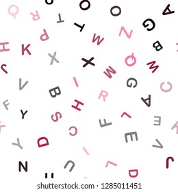 Dark Red vector seamless backdrop with english symbols. Shining colorful illustration with isolated letters. Pattern for design of fabric, wallpapers.