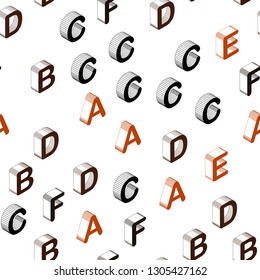Dark Red vector seamless backdrop with 3D english symbols. Colorful gradient design in 3D style with signs of alphabet. Design for wallpaper, fabric makers.