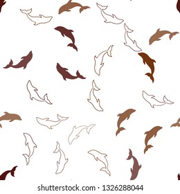 Dark Red vector seamless backdrop with ocean dolphins. Modern abstract illustration with sea dolphins. Pattern for marine leaflets.