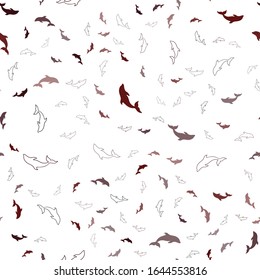 Dark Red vector seamless backdrop with ocean dolphins. Modern abstract illustration with sea dolphins. Pattern for marine leaflets.