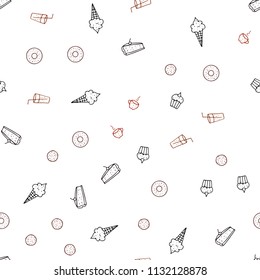 Dark Red vector seamless background with tasty food. Glitter abstract sketch with gourmet food. Template for meal cooking in kitchen.