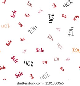 Dark Red vector seamless background with 40 % signs of sales. Abstract illustration with colorful gradient symbols of sales. Template for season sales, shopping ads.