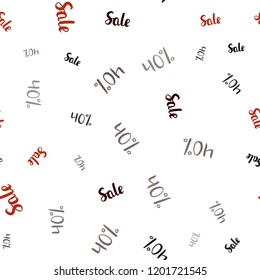 Dark Red vector seamless background with 40 % signs of sales. Illustration with signs of sales on abstract template. Backdrop for mega promotions, discounts.