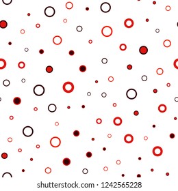 Dark Red vector seamless background with bubbles. Blurred bubbles on abstract background with colorful gradient. Pattern for design of fabric, wallpapers.