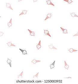 Dark Red vector seamless background with ice-cream cones. Beautiful colorful illustration with ice-cream cones. Doodle design for your business advert of cafes.