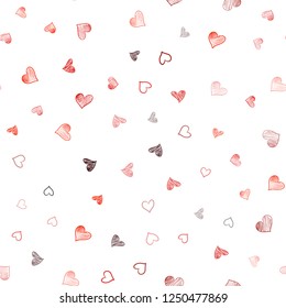 Dark Red vector seamless background with hearts. Beautiful colored illustration with hearts in celebration style. Design for ad, poster, banner of Valentine Day.