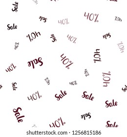 Dark Red vector seamless background with 40 % signs of sales. Colorful set of  percentage signs in simple style. Backdrop for mega promotions, discounts.