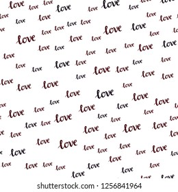 Dark Red vector seamless background with words of love. Illustration with colorful phrase LOVE YOU in romantic style. Pattern for trendy fabric, wallpapers.