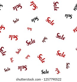 Dark Red vector seamless background with words of sales. Colorful set of  percentage signs in simple style. Pattern for ads, posters, banners of sales.