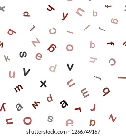 Dark Red vector seamless background with signs of alphabet. Shining colorful illustration with isolated letters. Texture for window blinds, curtains.
