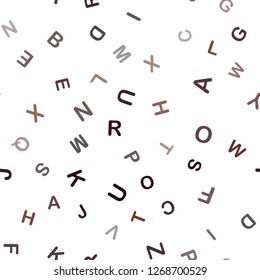 Dark Red vector seamless background with signs of alphabet. Shining illustration with ABC symbols on abstract template. Design for wallpaper, fabric makers.