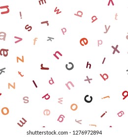 Dark Red vector seamless background with signs of alphabet. Abstract illustration with colored latin alphabet. Design for textile, fabric, wallpapers.
