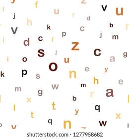 Dark Red vector seamless background with signs of alphabet. Shining colorful illustration with isolated letters. Texture for window blinds, curtains.