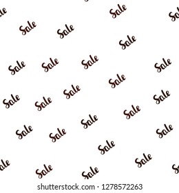 Dark Red vector seamless background with words of sales. Gradient illustration with discount signs on white backdrop. Pattern for ads, posters, banners of sales.