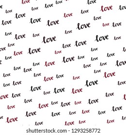 Dark Red vector seamless background with words of love. Decorative design in doodle style with text LOVE YOU. Design for wallpaper, fabric makers.