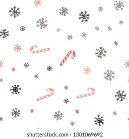 Dark Red vector seamless background with tasty xmas sweets.